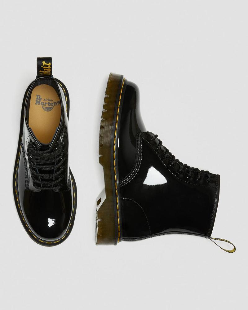 Men's Dr Martens 1460 Bex Patent Leather Lace Up Boots Black | AU 502TCE